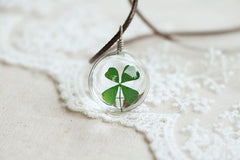 Glass Ball Clover Necklace