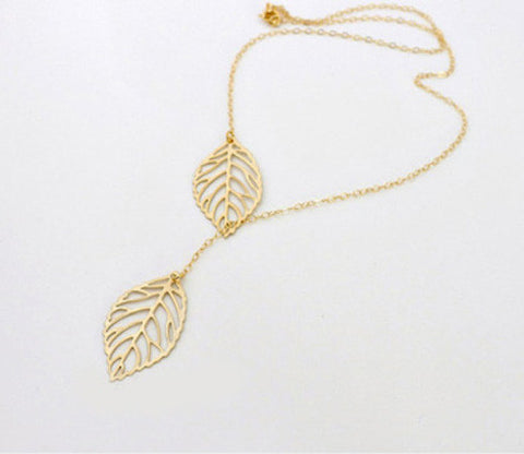 Two Leaf Pendant Necklace