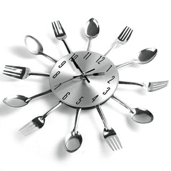 Sliver Cutlery Kitchen Utensil Wall Clock