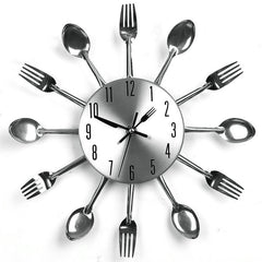 Sliver Cutlery Kitchen Utensil Wall Clock