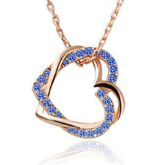 Rhinestone Double Heart Pendant Necklace