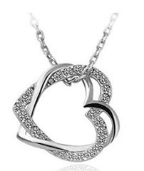 Rhinestone Double Heart Pendant Necklace