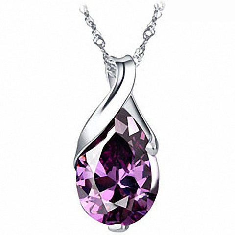 Purple Crystal Pendant Necklace