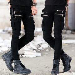 Green Black Denim Biker jeans