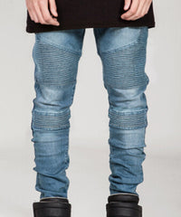 Runway Distressed slim elastic jeans